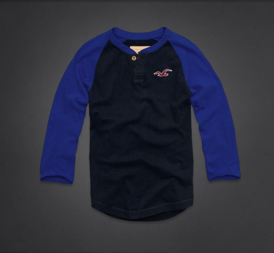 Hollister Hombres Ponte de pie de cuello Largo Remera HCO3847